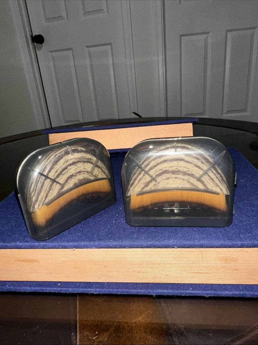 Set of Two Fan Makeup Brushes with Protective Cases - Beige Bristles